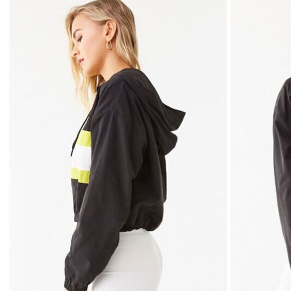 Forever 21 Striped Hooded Anorak, size S - Picture 3 of 12